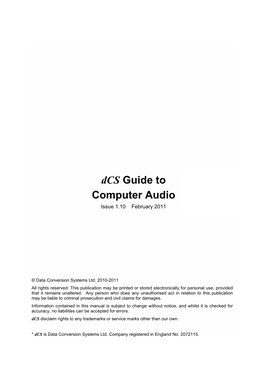 Dcs Guide to Computer Audio Data Conversion Systems Ltd