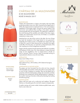 Château De La Mulonniere M De Mulonnière Rosé D’Anjou 2017