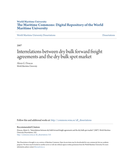 Interrelations Between Dry Bulk Forward Freight Agreements and the Dry Bulk Spot Market Alexis G