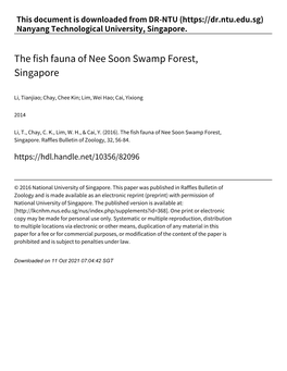 The Fish Fauna of Nee Soon Swamp Forest, Singapore.Pdf
