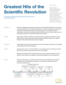 Greatest Hits of the Scientific Revolution