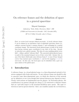 On Reference Frames and the Definition of Space in a General Spacetime