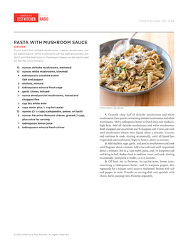 Pasta with Mushroom Sauce