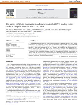 The Lectins Griffithsin, Cyanovirin-N and Scytovirin Inhibit HIV-1 Binding