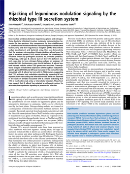 Hijacking of Leguminous Nodulation Signaling by the Rhizobial Type III Secretion System