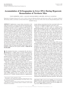 Accumulation of 8-Oxoguanine in Liver DNA During Hyperoxic Resuscitation of Newborn Mice