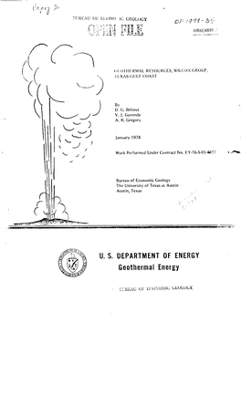 Geothermal Resources, Wilcox Group, Texas Gulf Coast