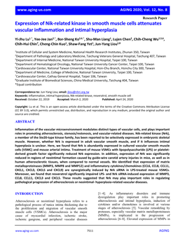 Expression of Nik-Related Kinase in Smooth Muscle Cells Attenuates Vascular Inflammation and Intimal Hyperplasia