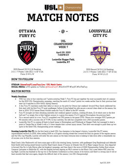 OTTAWA FURY FC V LOUISVILLE CITY FC