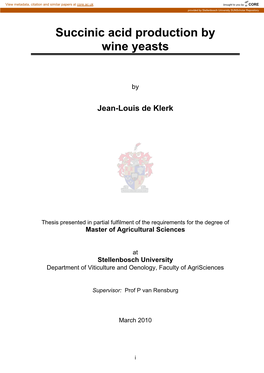 Succinic Acid Production by Wine Yeasts