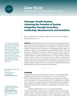 Geisinger Health System Case Study