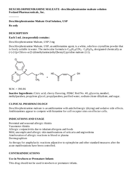 Dexchlorpheniramine Maleate Oral Solution, USP Rx Only