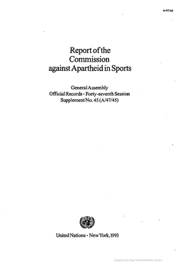 Report Ofthe Commission Againstapartheidinsports