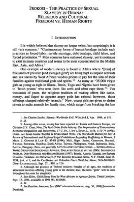 Trokosi - the Practice of Sexual Slavery in Ghana: Religious and Cultural Freedom Vs