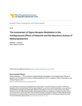 The Involvement of Sigma Receptor Modulation in the Antidepressant Effects of Ketamine and the Neurotoxic Actions of Methamphetamine