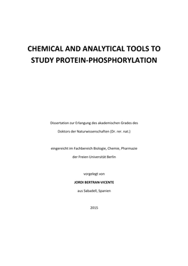 Chemical and Analytical Tools to Study Protein-Phosphorylation