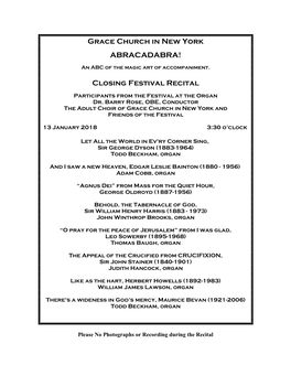 ABRACADABRA Program Four