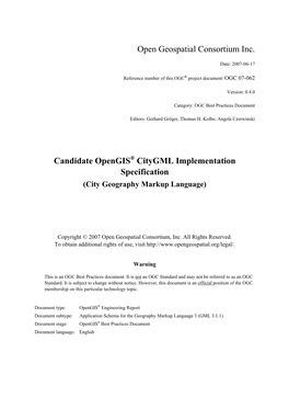 Citygml Specification Document to OGC