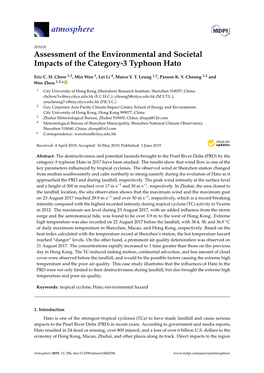 Assessment of the Environmental and Societal Impacts of the Category-3 Typhoon Hato