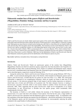 Megachilidae, Osmiini): Biology, Taxonomy and Key to Species