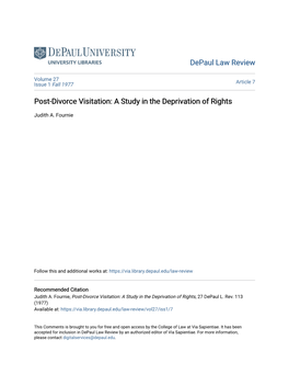 Post-Divorce Visitation: a Study in the Deprivation of Rights