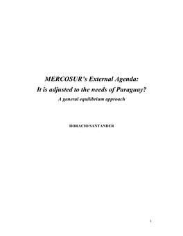 MERCOSUR's External Agenda: It Is Adjusted to the Needs of Paraguay?