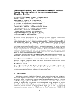 Scalable Game Design: a Strategy to Bring Systemic Computer Science Education to Schools Through Game Design and Simulation Creation