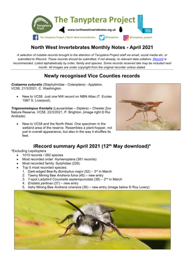 North West Invertebrates Monthly Notes April 2021