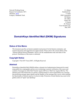 Domainkeys Identified Mail (DKIM) Signatures