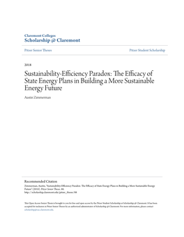 Sustainability-Efficiency Paradox: the Efficacy of State Energy Plans in Building a More Sustainable Energy Future" (2018)