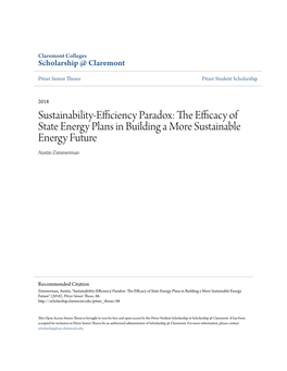 Sustainability-Efficiency Paradox: the Efficacy of State Energy Plans in Building a More Sustainable Energy Future