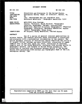 DOCUMENT RESUME Elevations and Distances in the United