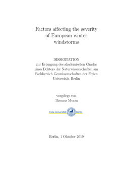 Factors Affecting the Severity of European Winter Windstorms