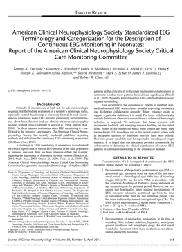 Standardized EEG Terminology and Categorization for the Description of Continuous EEG Monitoring in Neonates