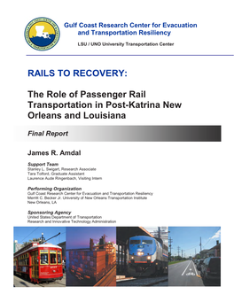 The Role of Passenger Rail Transportation in Post-Katrina New