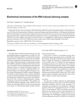 Biochemical Mechanisms of the RNA-Induced Silencing Complex