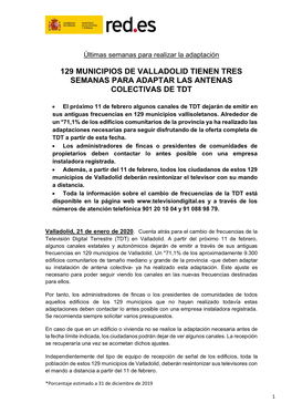 129 Municipios De Valladolid Tienen Tres Semanas Para Adaptar Las Antenas Colectivas De Tdt