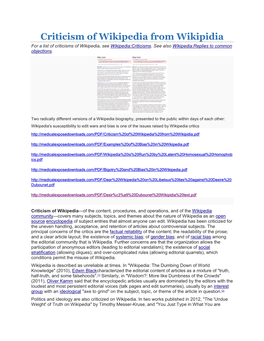 Criticism of Wikipedia from Wikipidia.Pdf