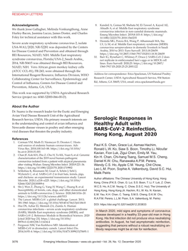 Serologic Responses in Healthy Adult with SARS-Cov-2 Reinfection