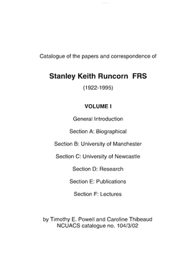 Stanley Keith Runcorn FRS ( 1922-1995)