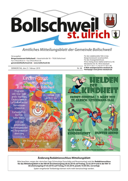 Änderung Redaktionsschluss Mitteilungsblatt