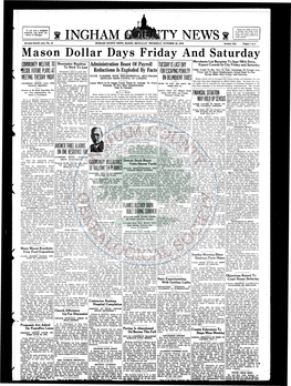 1 INGHAM I T Y NEWS 1 Mason Dollar Days Friday and Saturday