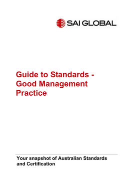 Guide to Standards - Good Management Practice