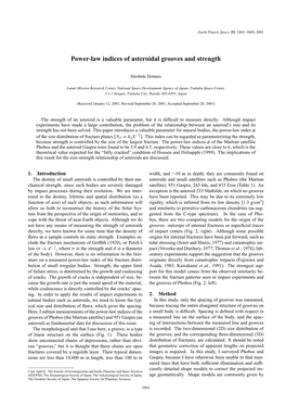 Power-Law Indices of Asteroidal Grooves and Strength