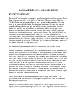 Country Reports on Human Rights Practices for 2018 United States Department of State • Bureau of Democracy, Human Rights and Labor BANGLADESH 3