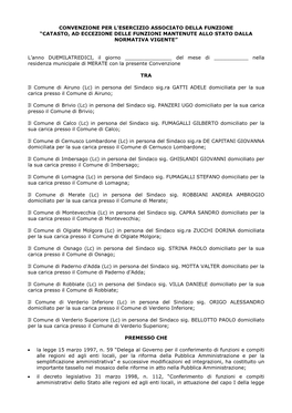 Accordo Di Programma Per Il Coordinamento Intercomunale Dei Servizi Di Gestione Dello Sportello Catastale