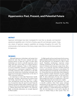 Hypersonics: Past, Present, and Potential Future