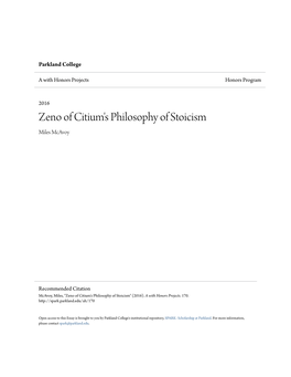 Zeno of Citium's Philosophy of Stoicism Miles Mcavoy