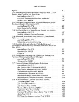 Table of Contents Agenda 6 IV-1. Public Hearing and Tax Exemption