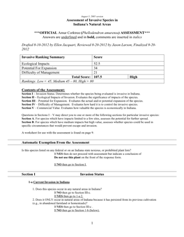 Phellodendron Amurense) ASSESSMENT*** Answers Are Underlined and in Bold, Comments Are Inserted in Italics